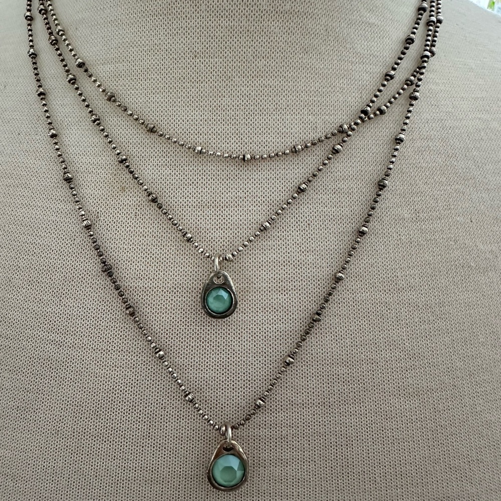 UNO de 50 Silver Layered Necklace with Light Blue Pendants
